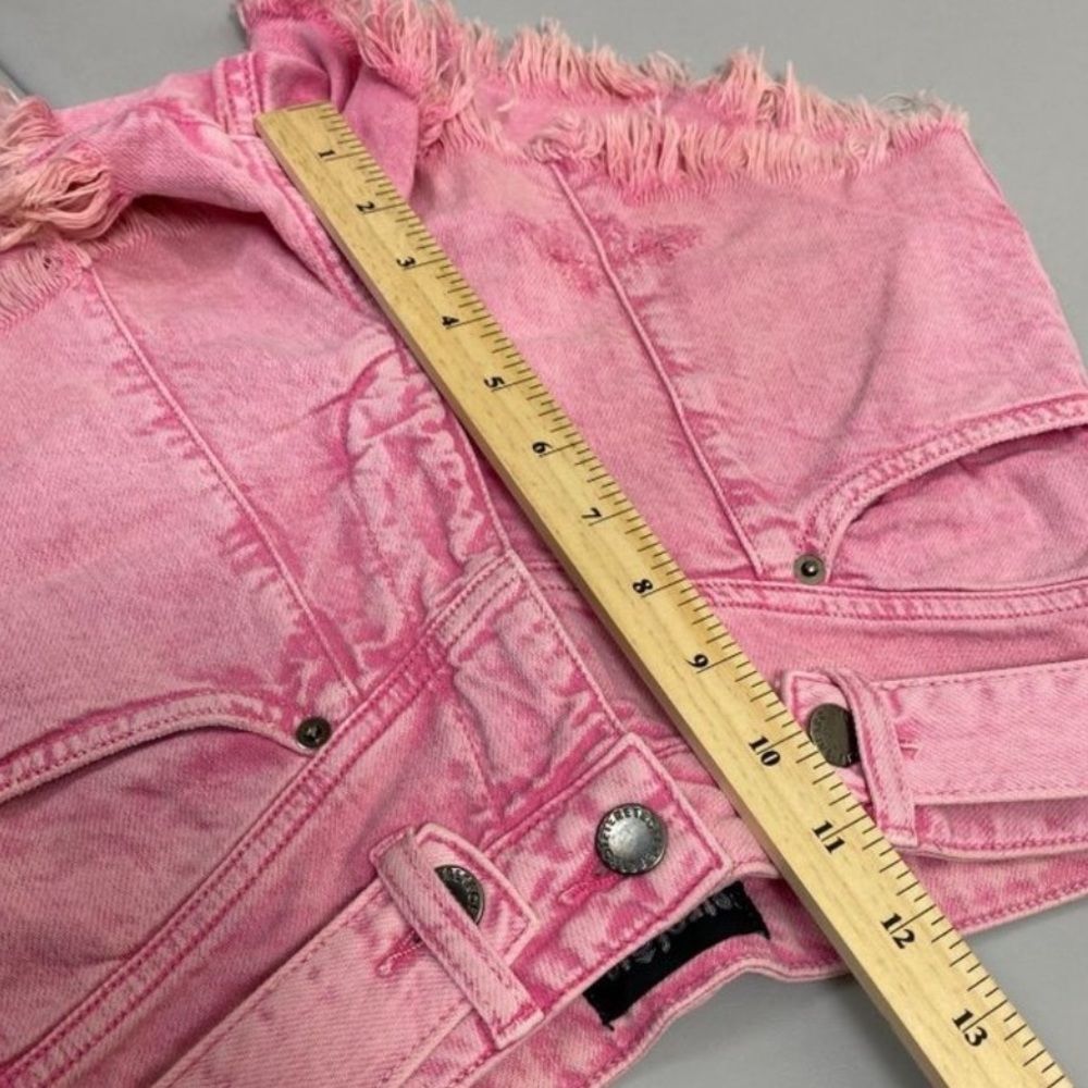 Retrofête Tessa Vintage Pink Distressed Raw Hem Festival Jean Short 26 High Rise - Picture 11 of 16